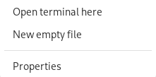 Screen capture of open terminal and new empty file contextual menu