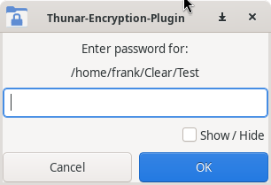 Thunar Encryption Plugin password prompt screenshot